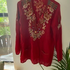JOHNNY WAS RED embroidered tunic